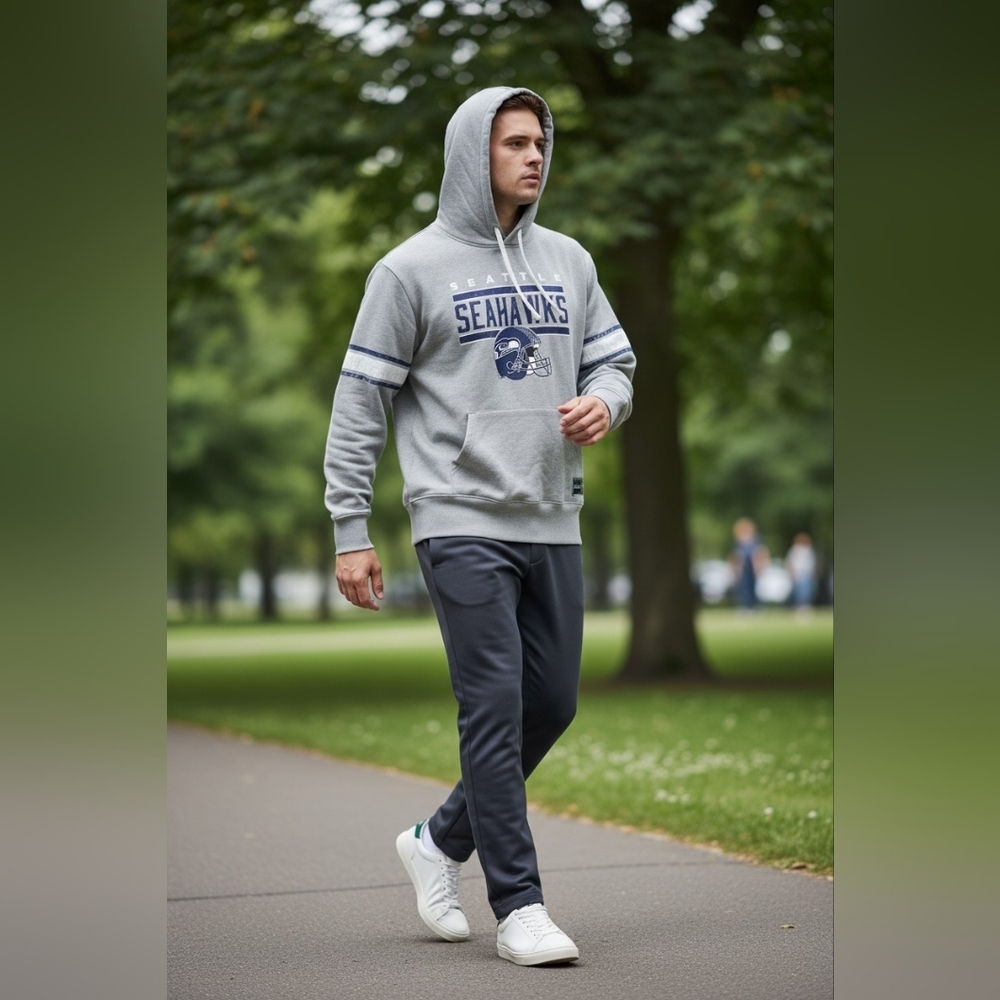NFL Team Apparel Gray Seattle Seahawks Hoodie - Unisex Size XL - Picture 2 of 7